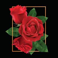 fröhlichen Valentinstag. Grußkarte mit realistischer roter Rose, Typografieentwurf für Druckkarten, Fahne, Plakat. vektor