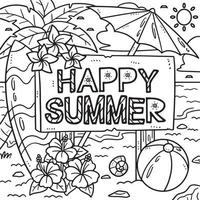 glücklich Sommer- Färbung Seite zum Kinder vektor