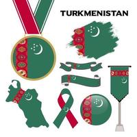 Elemente Sammlung mit das Flagge von Turkmenistan Design Vorlage vektor