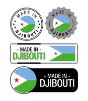 einstellen von gemacht im Dschibuti Etiketten, Logo, Dschibuti Flagge, Dschibuti Produkt Emblem vektor