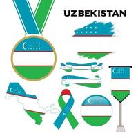element samling med de flagga av uzbekistan design mall vektor