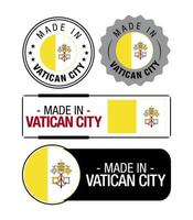 uppsättning av tillverkad i vatican stad etiketter, logotyp, vatican stad flagga, vatican stad produkt emblem vektor