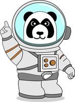 panda som bär astronautdräkt lyfter ett finger, perfekt för designprojekt vektor