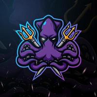 bläckfisk maskot esport logo design vektor