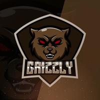 Grizzly Bär Maskottchen Esport Logo Design vektor