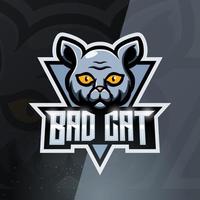 dålig kattmaskot esport-logotypdesign vektor