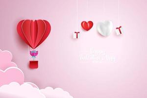 Happy Valentinstag Banner Vorlage. Vektorillustration mit roten Papierherzen. vektor