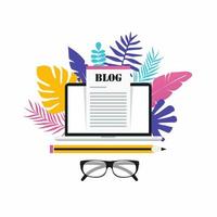 Blogpost, Blogging, Content Management, freiberuflicher Job, Artikelschreiber, Texter Flat Vector Illustration Design für Web-Banner und Apps