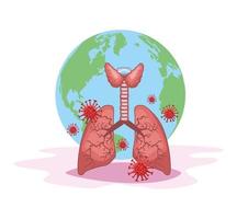 lungor och planet med koronavirus vektor
