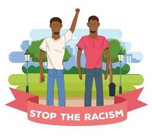 svarta män med stopp rasism kampanj vektor