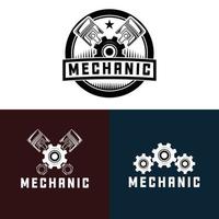 Ausrüstung und Kolben Mechaniker Logo vektor