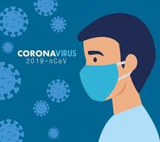 man med ansiktsmask för coronavirus vektor