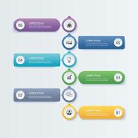 6 infographic tidslinjemall affärsidé. Vektor kan användas för arbetsflödeslayout, diagram, antal steguppgraderingsalternativ, webbdesign, årsrapport