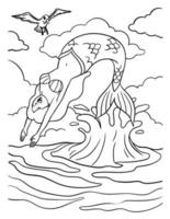 Meerjungfrau Rückwärtssalto Färbung Seite zum Kinder vektor