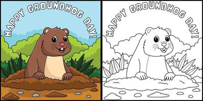 Lycklig groundhog dag färg sida illustration vektor