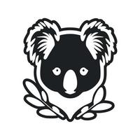 svart och vit minimalistisk logotyp med förtjusande och söt koala. vektor