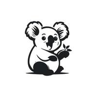 svart och vit grundläggande logotyp med förtjusande och söt koala. vektor