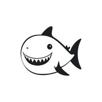 schwarz und Weiß minimalistisch Logo mit ein süß heiter Hai. vektor
