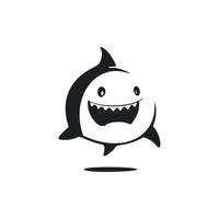 schwarz und Weiß unkompliziert Logo mit ein charmant heiter Hai. vektor