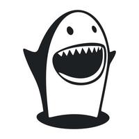 schwarz und Weiß einfach Logo mit attraktiv heiter Hai. vektor