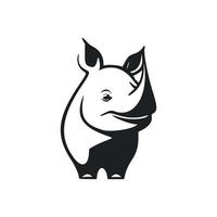 svart och vit grundläggande logotyp med attraktiv glad flodhäst. vektor