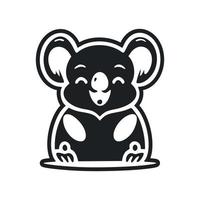 svart och vit enkel logotyp med estetisk och söt koala. vektor