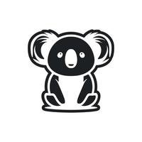 svart och vit lättvikt logotyp med en charmig och söt koala. vektor
