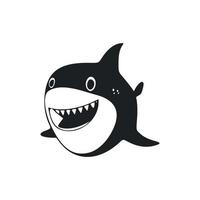 schwarz und Weiß Leicht Logo mit ein ästhetisch heiter Hai. vektor