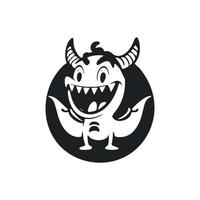 svart och vit okomplicerad logotyp med en trevlig glad krokodil. vektor