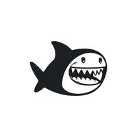 schwarz und Weiß einfach Logo mit ein charmant heiter Hai. vektor