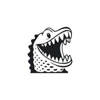 svart och vit enkel logotyp med en söt glad krokodil. vektor