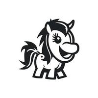 schwarz und Weiß einfach Logo mit schön heiter Pony. vektor