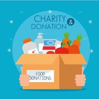 välgörenhets- och donationslåda med mat vektor