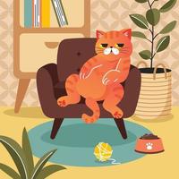 ein Orange Tabby Katze sitzen auf ein Sofa vektor