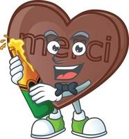 einer beißen Liebe Schokolade Karikatur Charakter Stil vektor