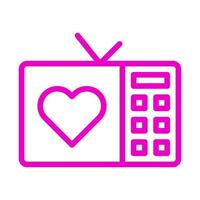 Fernseher Symbol Gliederung Rosa Stil Valentinstag Illustration Vektor Element und Symbol perfekt.