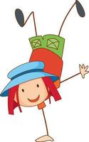 en flicka som bär hatt seriefigur i handritad klotterstil vektor