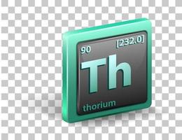 chemisches Thoriumelement. chemisches Symbol mit Ordnungszahl und Atommasse. vektor