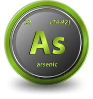 arseniskt kemiskt element. kemisk symbol med atomnummer och atommassa. vektor