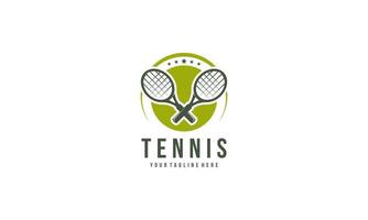 tennis racket och boll logotyp design vektor