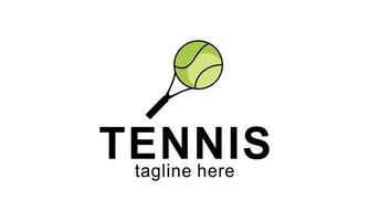 Tennis Schläger und Ball Logo Design Vektor