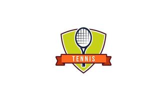 Tennis Schläger und Ball Logo Design Vektor