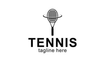 Tennis Schläger und Ball Logo Design Vektor