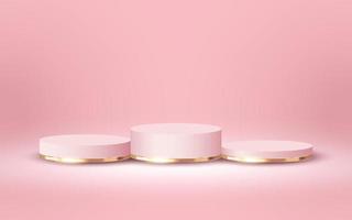 Luxus 3d Podium zum leeren kosmetisch Produkte Show Szene auf Sanft Rosa Hintergrund vektor