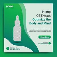 cbd Öl Marketing Sozial Medien Post Vorlage vektor