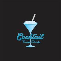 Blau Eis Cocktail im ein Glas Logo Design Vektor isoliert auf ein schwarz Hintergrund