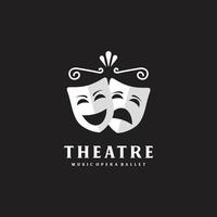 Komödie und Tragödie theatralisch Masken. Theater oder Theater Schule Logo Design Symbol vektor