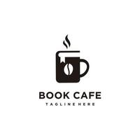 Kafé kaffe bok läsa manus minimalistisk logotyp design ikon vektor