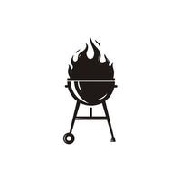 bbq grill enkel ikon .utegrill med rök eller ånga logotyp vektor illustration