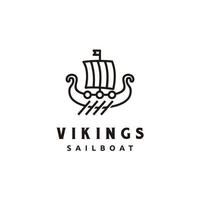 Wikinger segeln Schiff drakkar Skandinavien Logo Design im Gliederung Stil vektor